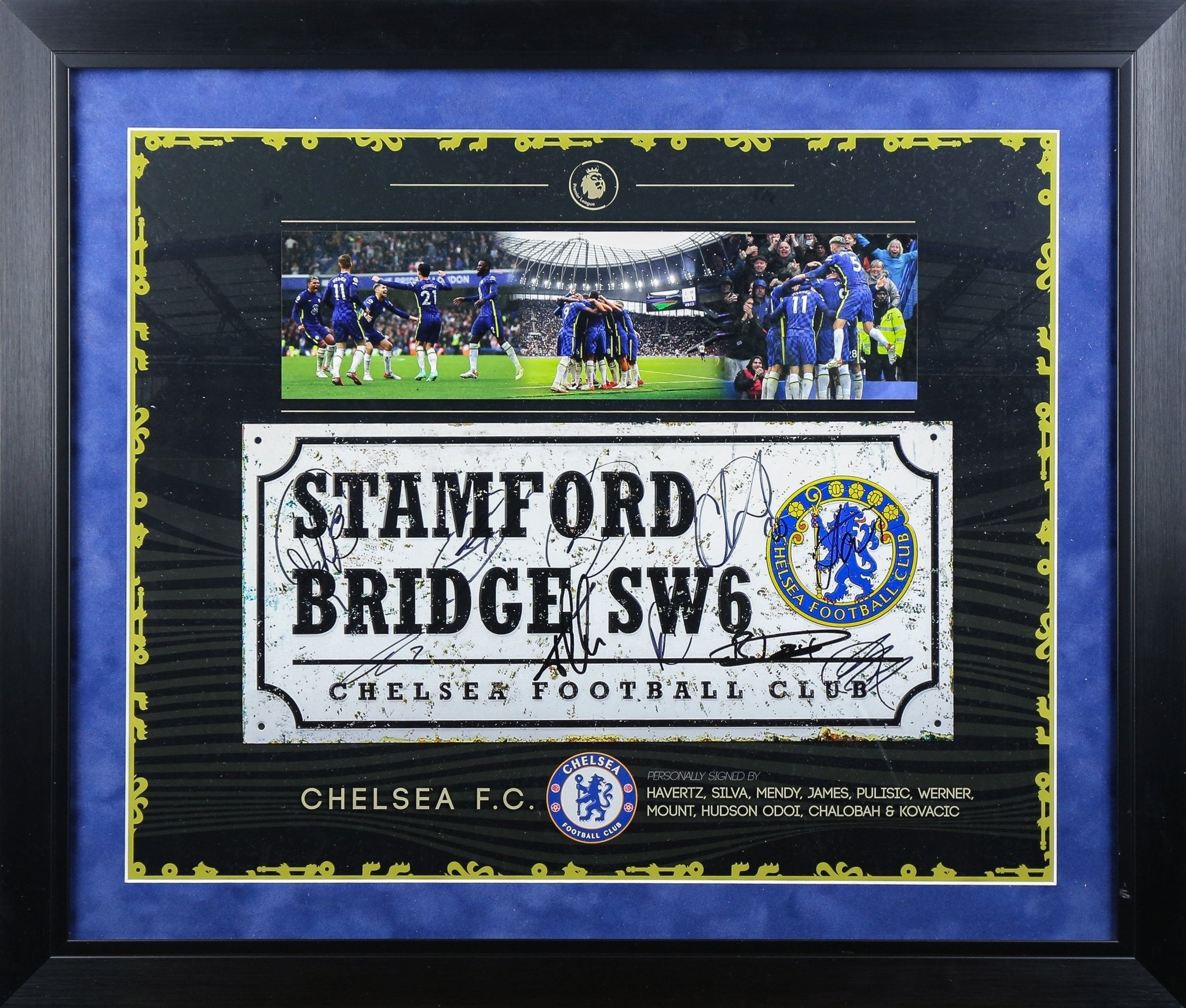 Multi Signed Chelsea Roadsign Framed Display - Memorabilia Framers Shop